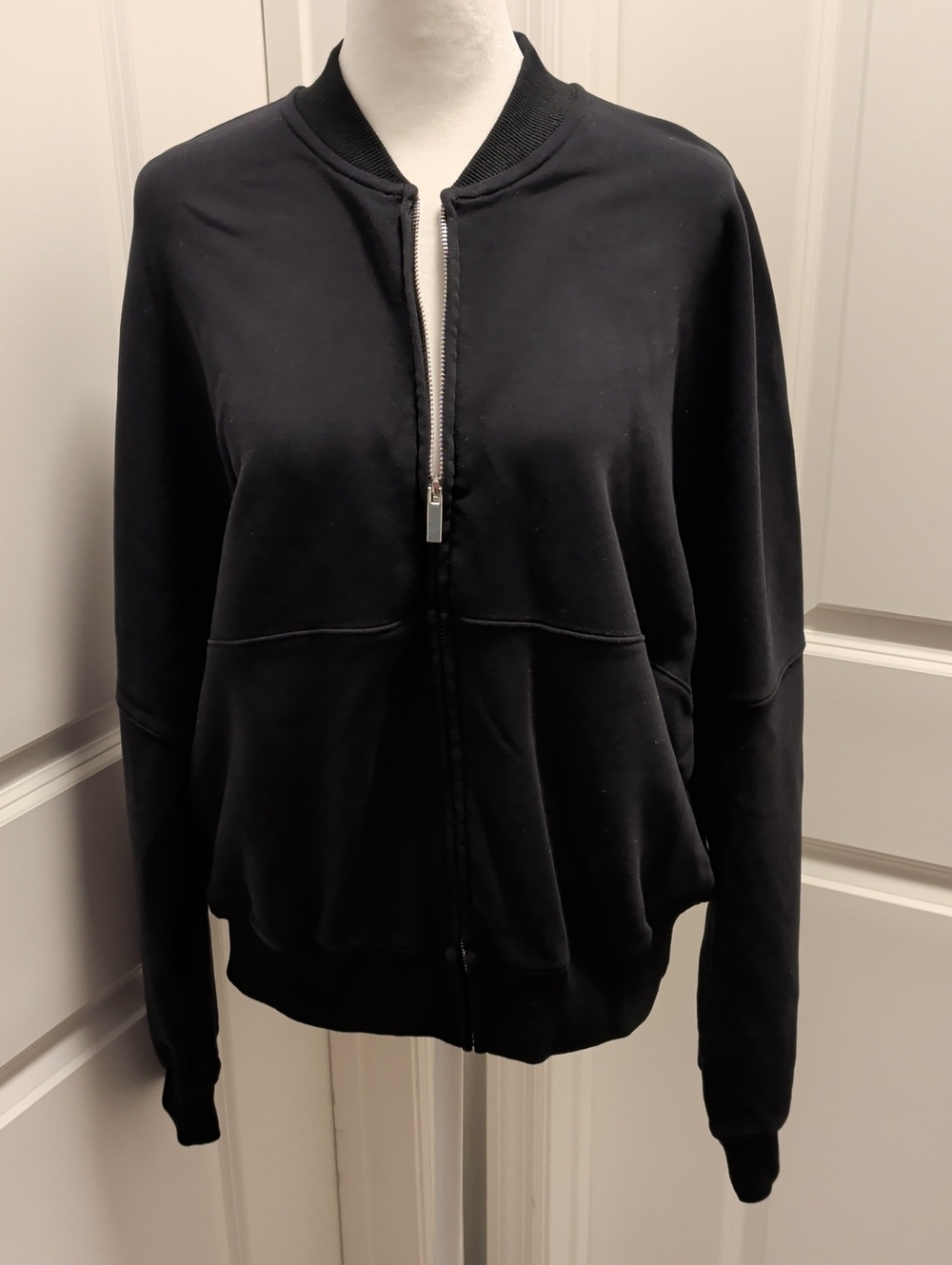 TWO TO FIVE- Size XL Black Zip-Up Soft Heavy Love More Bomber Jacket